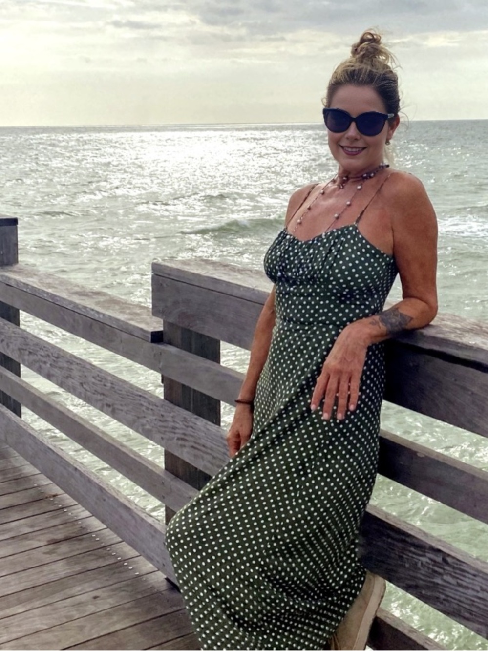By Together Olive Green Polka Dot Midi Dress
